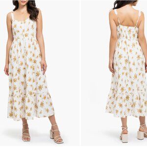 AUGUST SKY Floral Sleeveless Midi Dress
